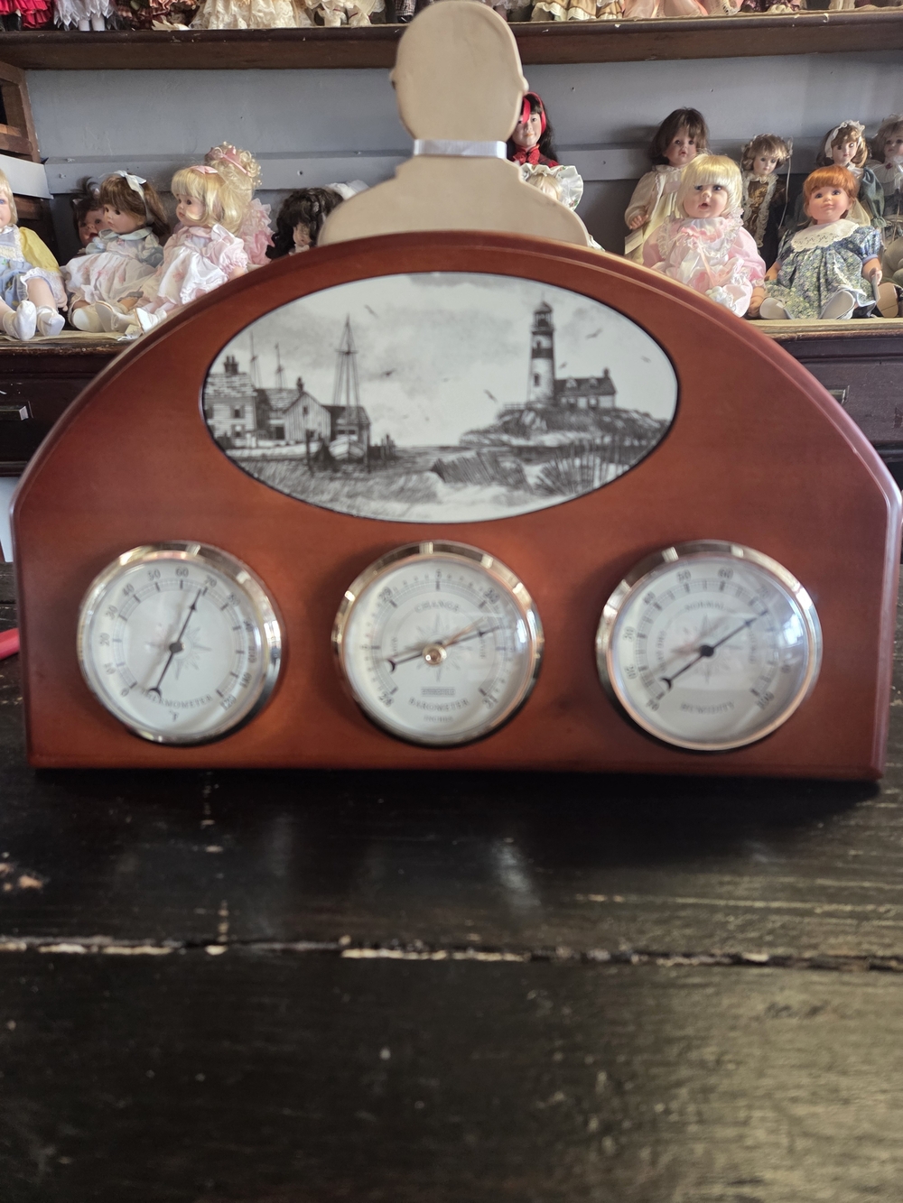 Springfield Wooden Nautical 3-Gauge Weather Station Wall Decor - Brown